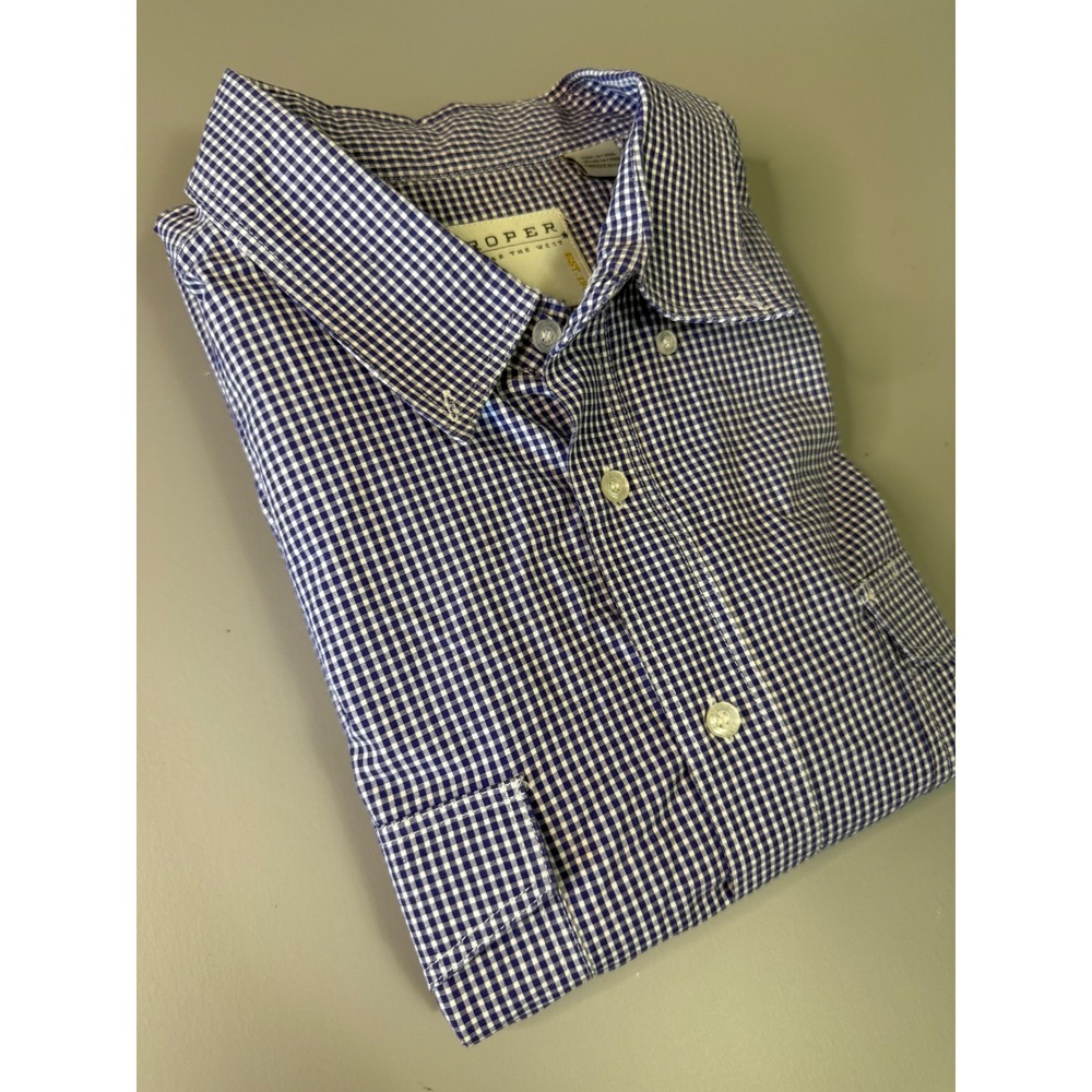 Roper Mens Blue White Gingham Long Sleeve Western Button Down Shirt 301-378